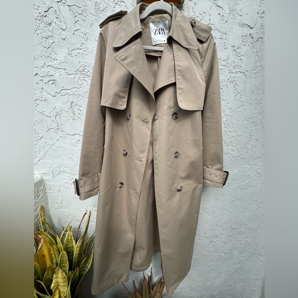 Neutral Khaki Zara Trench Coat. Size Small. Brand new. - Picture 1 of 4